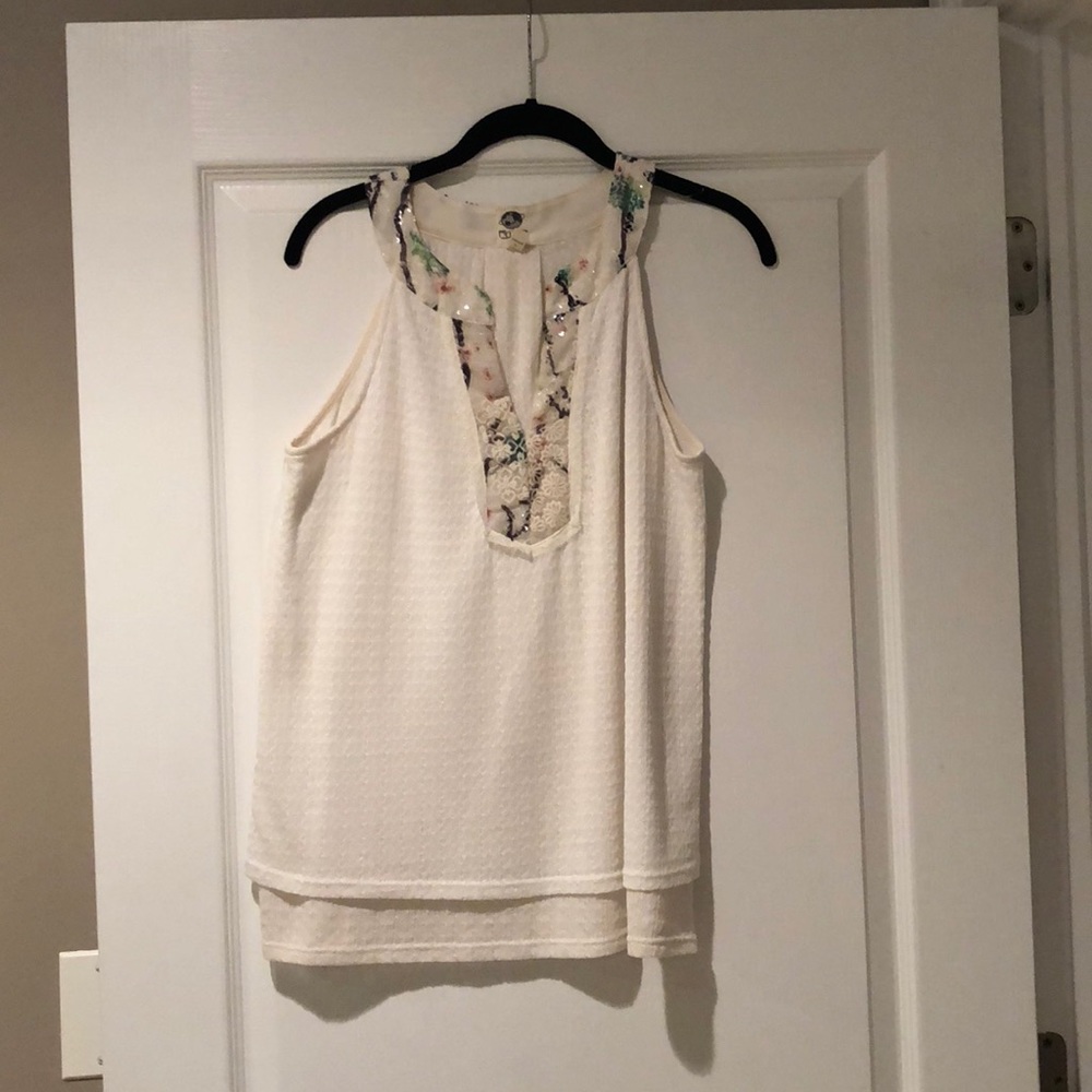 Tank with embroidery and sequins Anthropologie